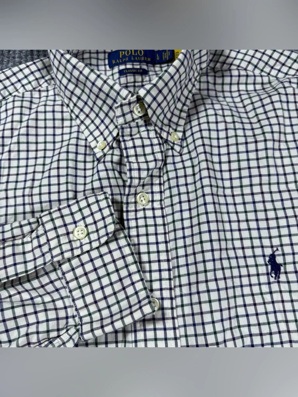 Polo Ralph Lauren Shirt Men’s L Classic Fit Button Down Cotton Plaid Tattersall